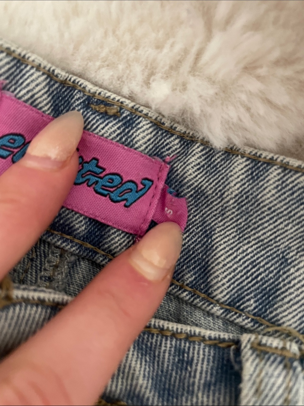 Edikted Light Blue Jeans with Pink Bows - Picture 3 of 5